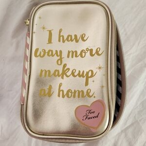 Too Faced Gold and Pink Makeup Bag